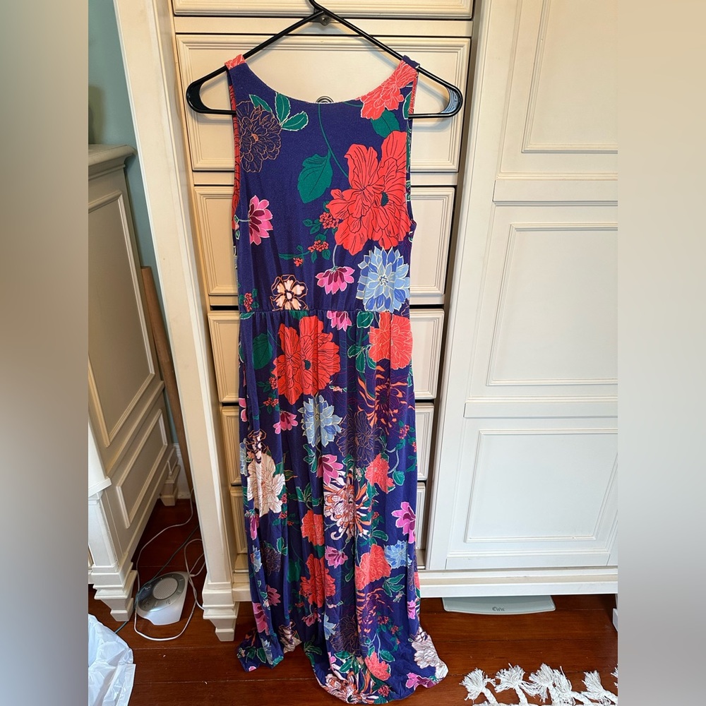 Cynthia Rowley blue floral sleeveless maxi dress size small - Picture 4 of 4